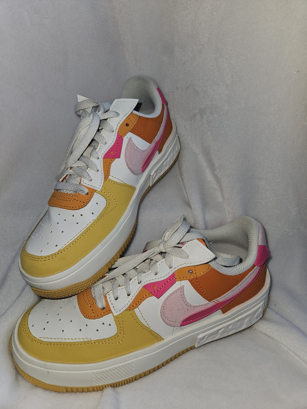 Nike AF1 Shadow Multicolor Leather Sneakers - White/Yellow/Pink/Orange